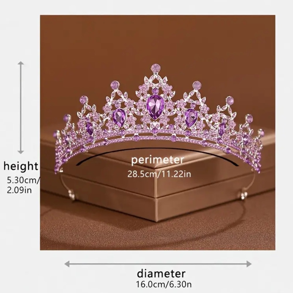 Elegant Purple Rhinestone Tiara - Picture 4 of 4